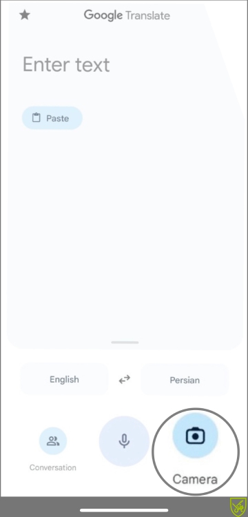 استفاده از دکمه دوربین روی صفحه اپلیکیشن